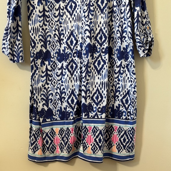 Lilly Pulitzer Ocean Ridge Dress Bright Navy Tons of Fun Engineered Size Large - Picture 8 of 9